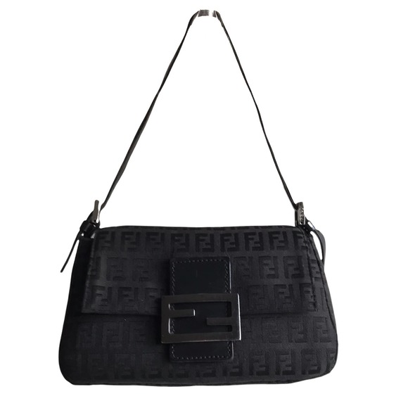 Fendi Handbags - Vintage Fendi Zucchino Baguette Mini Shoulder Bag Black Logomania Y2K 2000s